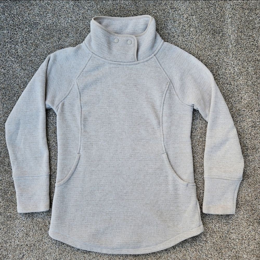 Prana Tri Thermal Threads Tunic Cream Pullover Sweater Sweatshirt Women's Size M